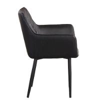 Kit 4 Cadeiras Com Braços Marrakesh Fratini Estofado Matelassê Preto Base Aço Carbono Preto - 5