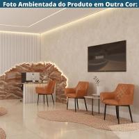 Kit 4 Cadeiras Com Braços Marrakesh Fratini Estofado Matelassê Preto Base Aço Carbono Preto - 8