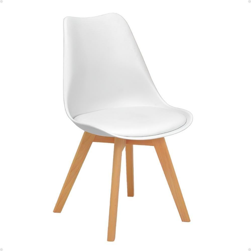 Conjunto 14 Cadeiras De Jantar Eames Wood Leda Design Estofada - Branco - 3