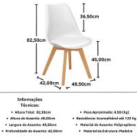 Conjunto 14 Cadeiras De Jantar Eames Wood Leda Design Estofada - Branco - 5
