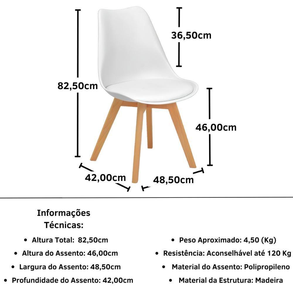 Conjunto 12 Cadeiras De Jantar Eames Wood Leda Design Estofada - Branco - 3