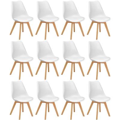 Conjunto 12 Cadeiras De Jantar Eames Wood Leda Design Estofada - Branco