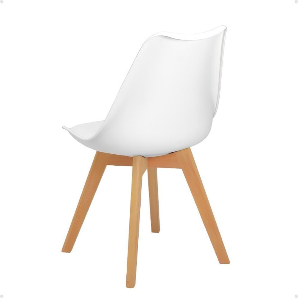 Conjunto 16 Cadeiras De Jantar Eames Wood Leda Design Estofada - Branco - 5