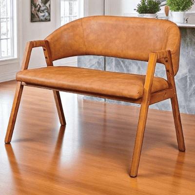 Cadeira Namoradeira De Madeira Maciça Dora Encosto E Assento Estofados Couríssimo Ocre- Mabe Magazine