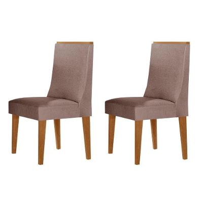 Conjunto Com 2 Cadeiras Para Sala De Jantar Moderna Mobília Linho Capuccino Naturale