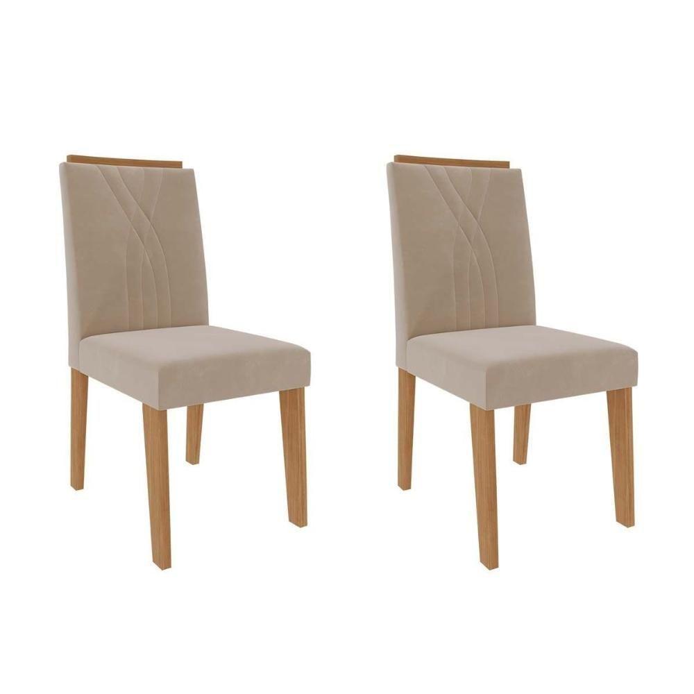 Cadeira Sala De Jantar Nicole Kit 2 Un Savana-nature-suede Nude Bege - Cimol - 1