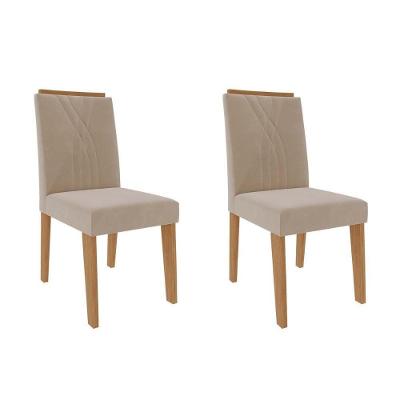 Cadeira Sala De Jantar Nicole Kit 2 Un Savana-nature-suede Nude Bege - Cimol