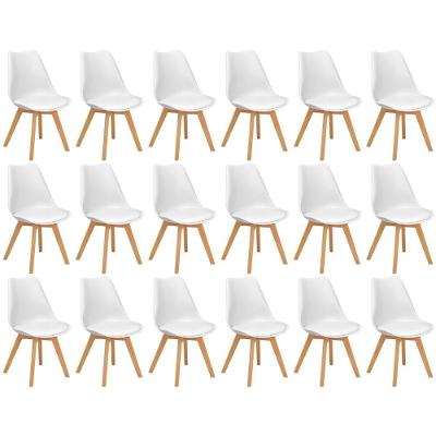 Conjunto 18 Cadeiras De Jantar Eames Wood Leda Design Estofada - Branco