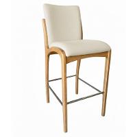 Kit 2 Banqueta Aura Alta Madeira Maciça E Courino Branco Design Moderno Conforto Com Apoio Para Pés Mobília Decor - 8