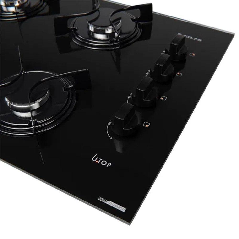 Cooktop Atlas U.top 4 Bocas Acendimento Automático Preto Bvolt - 3