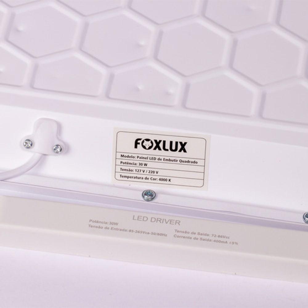 Painel Led 40x40 Quadrado Branco Embutir 30w 4000k Foxlux - 3