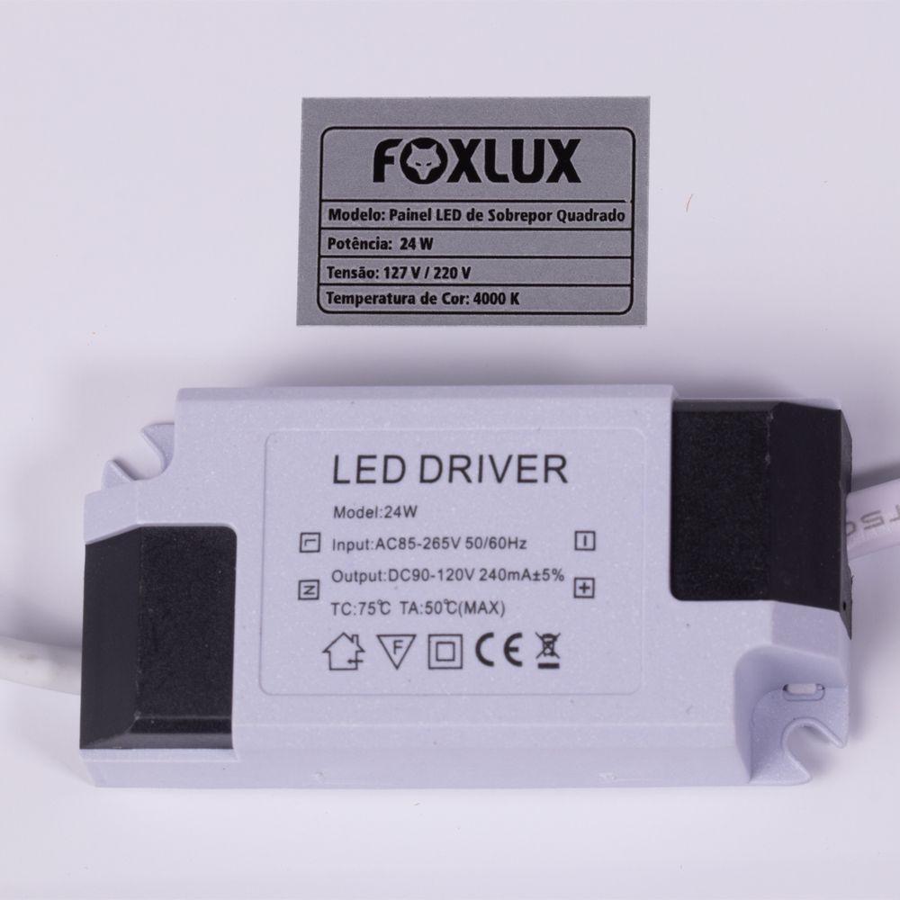 Kit 2 Painel Led 29,5x29,5 Quadrado Branco Sobrepor 24w 4000k Foxlux - 7