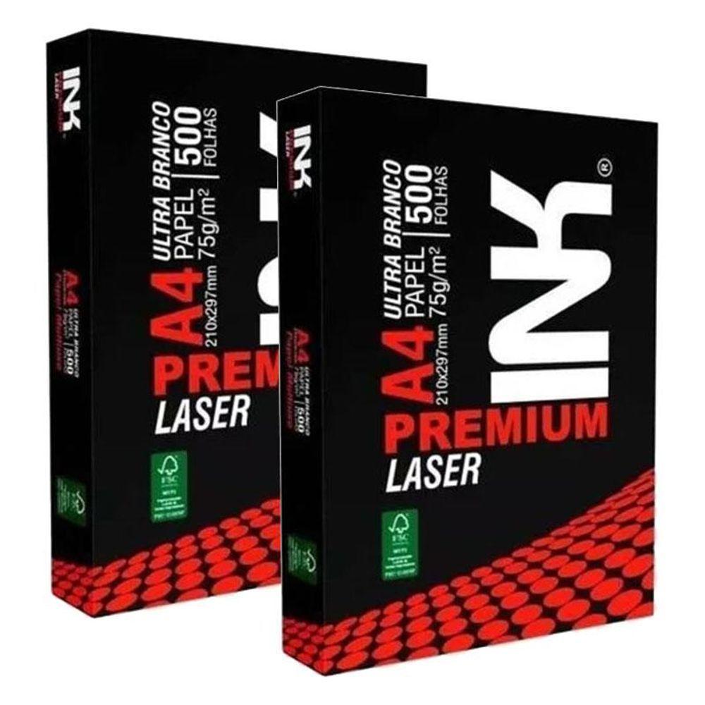 Papel Sulfite A4 75g 500 Folhas Premium Laser Branco 2 Unidades - Ink - 1