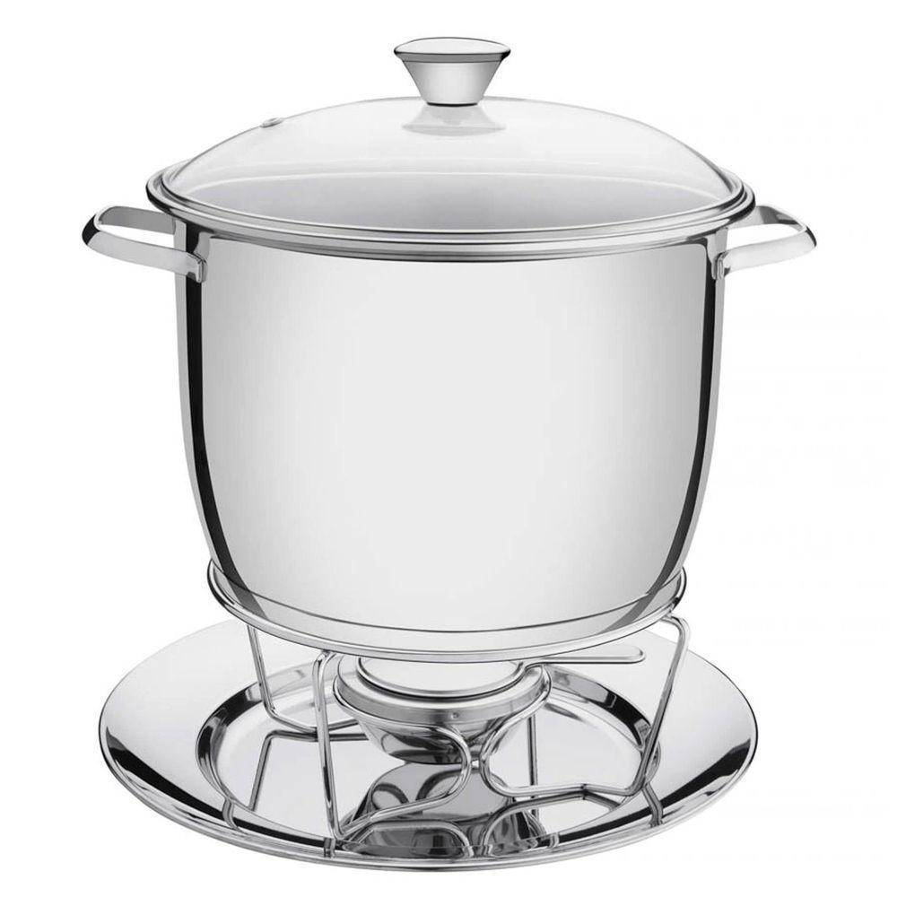 Rechaud Tramontina Allegra Em Aço Inox Fundo Triplo Com Fogareiro E Tampa De Vidro 7,8 L Tramontina - 6