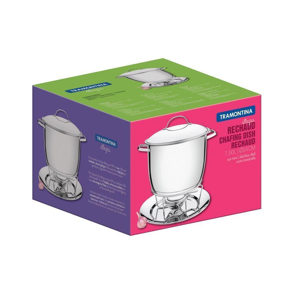 Rechaud Tramontina Allegra Em Aço Inox Fundo Triplo Com Fogareiro E Tampa De Vidro 7,8 L Tramontina - 9