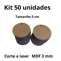 50 Bolacha 5cm Mdf Cru Aplique-base-pintura-chaveiro C-furo Redondo-circular - 3