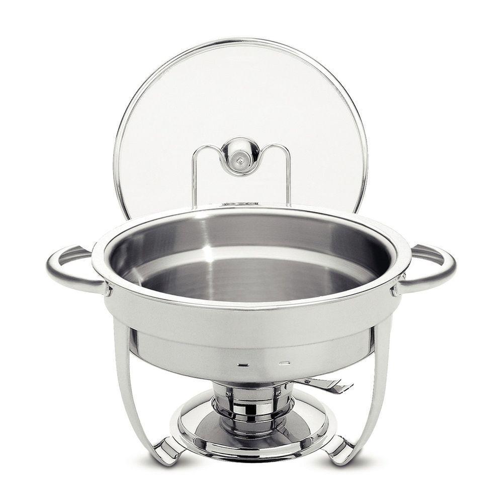 Rechaud Tramontina Redondo Em Aço Inox Banho Maria Com Suporte Para Tampa E Fogareiro 4,3 L Tramontina - 1