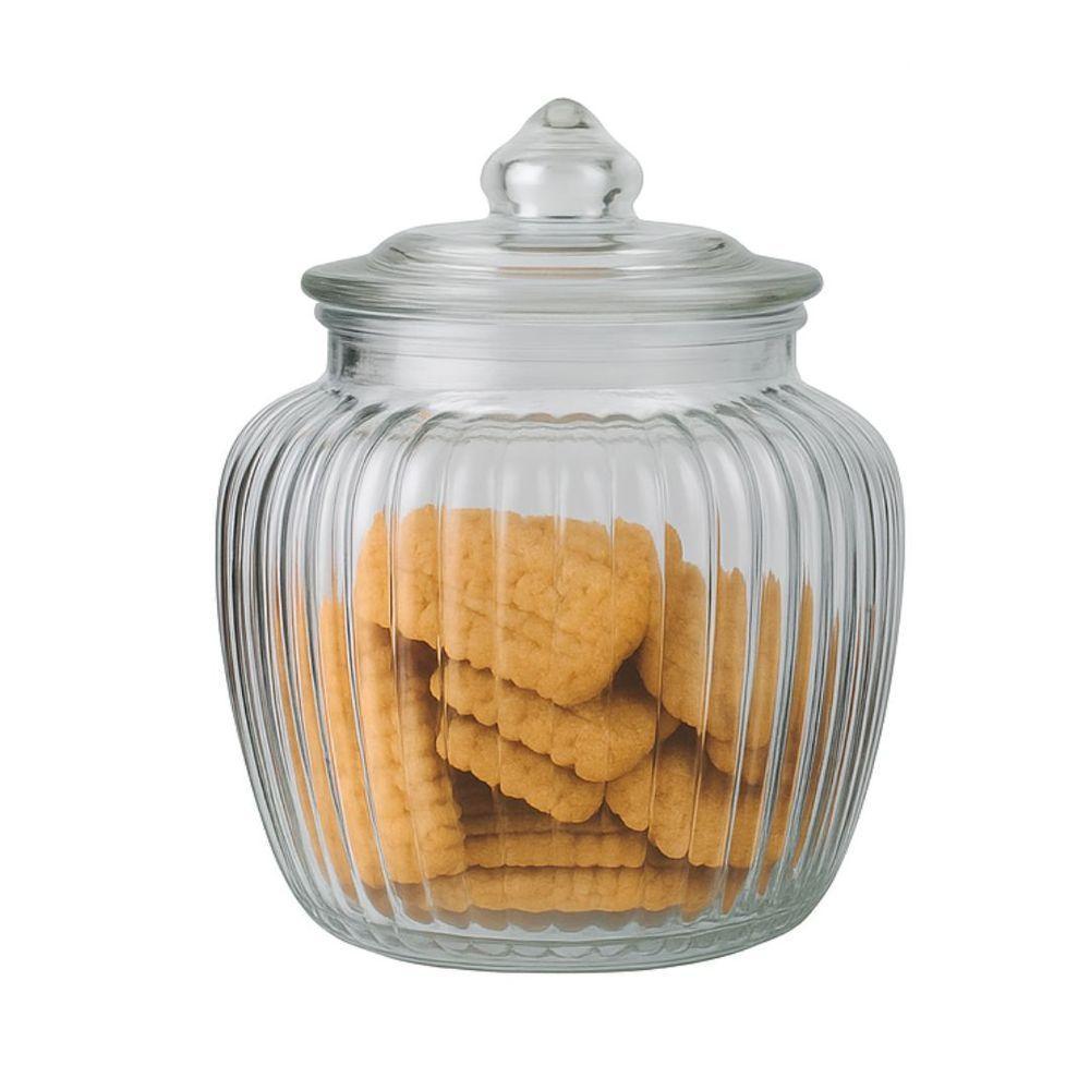 Baleiro Vidro Transparente Design Canelado Tampa Hermética 1400ml - Tuut - 1