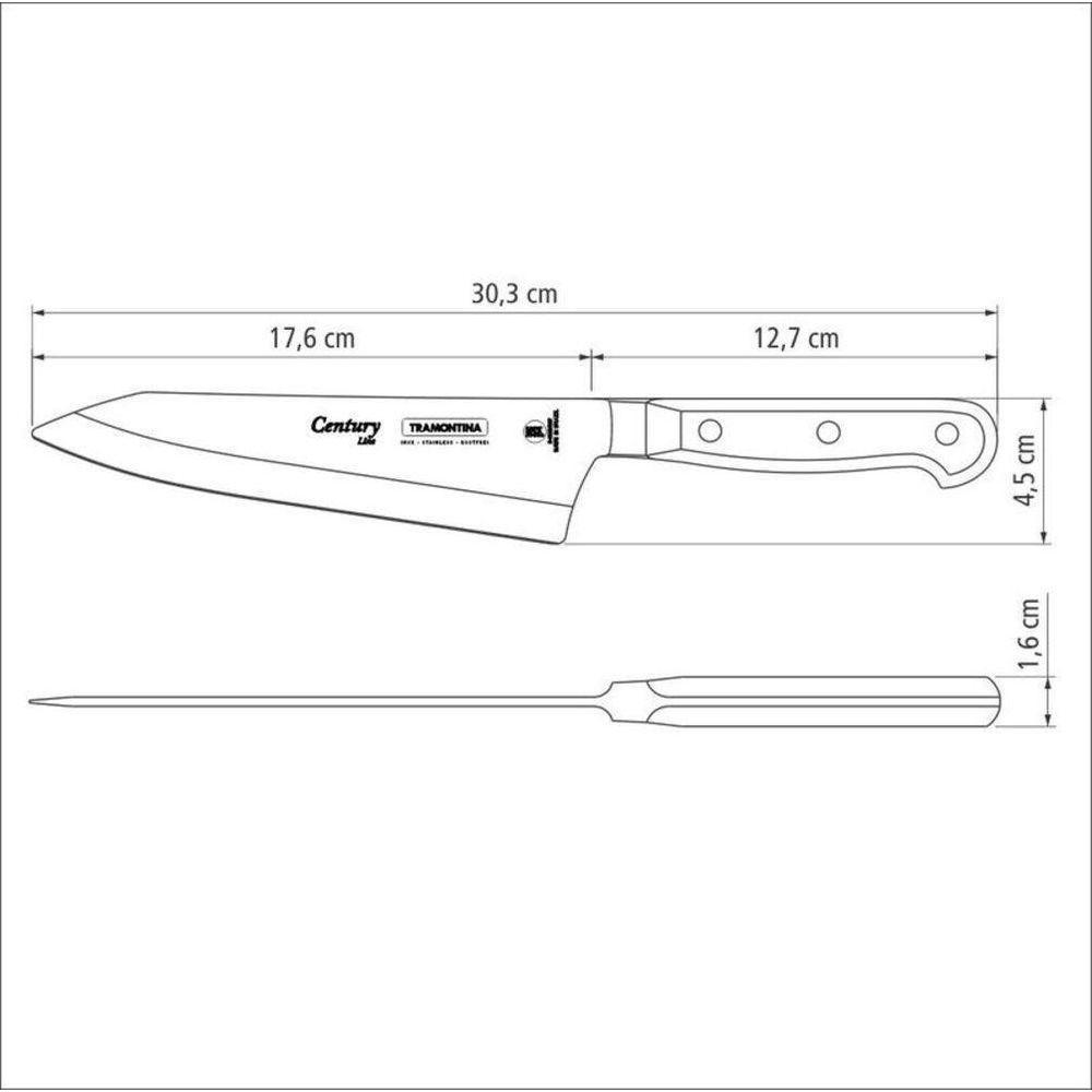 Faca Para Fatiar E Picar Tramontina Century Com Lâmina Em Aço Inox E Cabo De Policarbonato E Fibra De Vidro 7 - 3