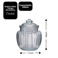 Jogo 2 Potes Baleiro Vidro Transparente Canelado Tampa Hermética 1400ml E 600ml - Tuut - 8