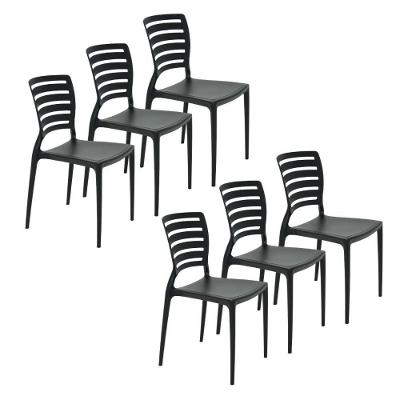 Conjunto 6 Cadeiras Sofia Em Polipropileno E Fibra De Vidro Preta Tramontina