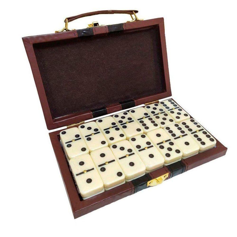 Jogo Dominó Colecionável Profissional De Osso 28 Peças Retro - 1