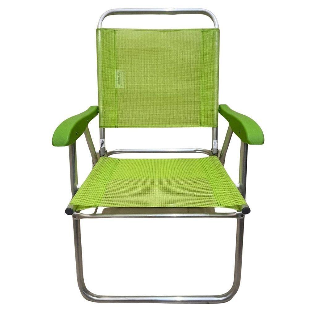 Cadeira De Praia Alta Sanete Encosto Alto Aluminio Ronchetti Cor Verde - 1