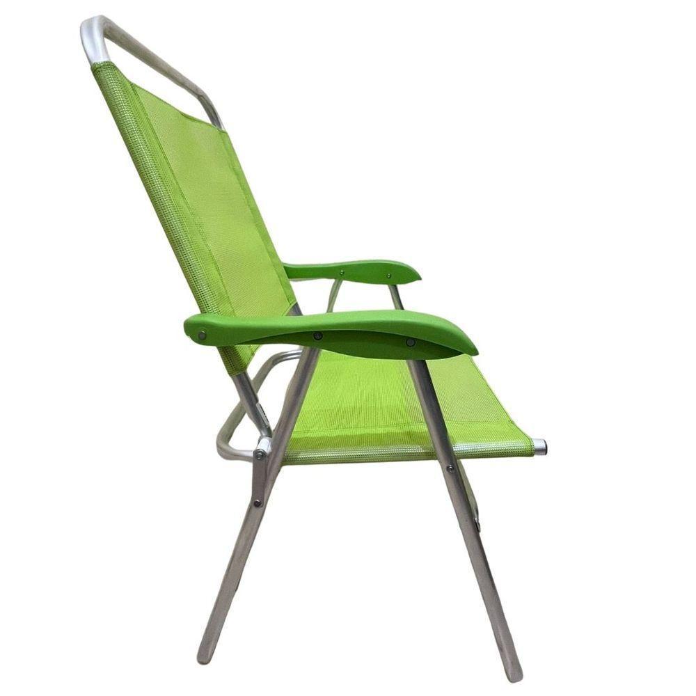 Cadeira De Praia Alta Sanete Encosto Alto Aluminio Ronchetti Cor Verde - 3