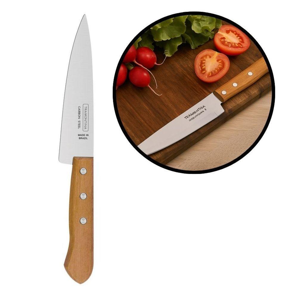 Faca Peixeira E Cozinha Tramontina Lâmina Aço Carbono Cabo De Madeira 6 Pol - 1