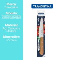 Faca Peixeira E Cozinha Tramontina Lâmina Aço Carbono Cabo De Madeira 6 Pol