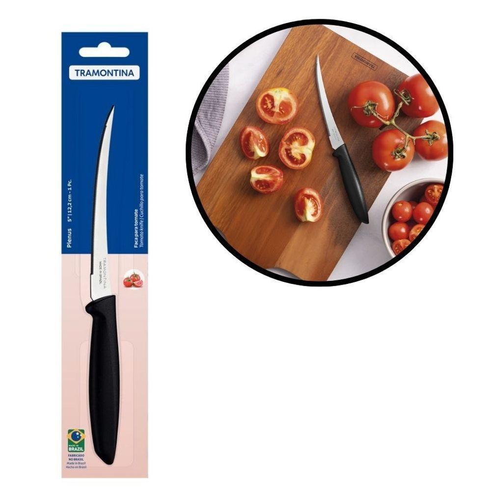 Faca Para Tomate Tramontina Plenus Lâmina Inox Corte Perfeito Cabo Preto 5 Pol - 1