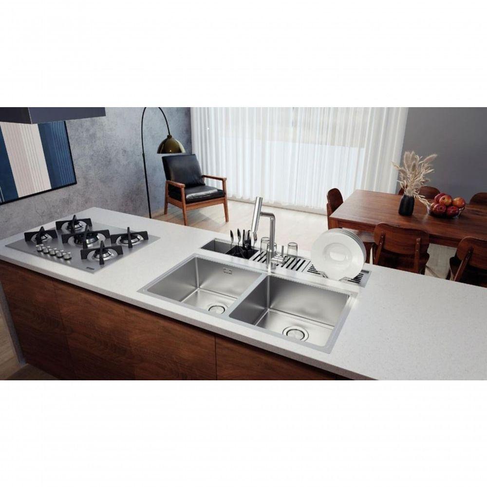 Cuba Dupla Tramontina Quadrum 2c 40 Em Inox Com Acabamento Acetinado Design Collection - 2