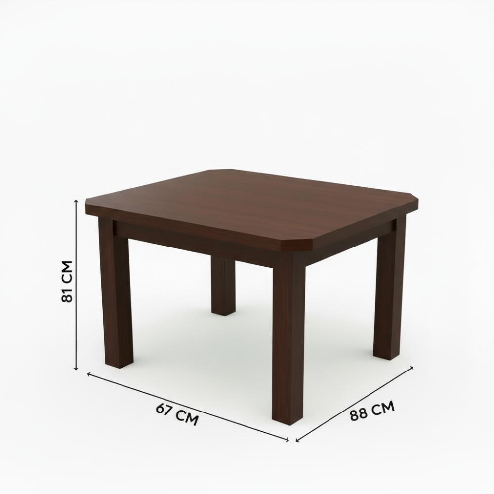 Kit Mesa Com 4 Cadeiras Safira 88cm Madeira Maciça Castanho Sem Estofado - 2