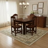 Kit Mesa Com 4 Cadeiras Safira 88cm Madeira Maciça Castanho Sem Estofado - 1