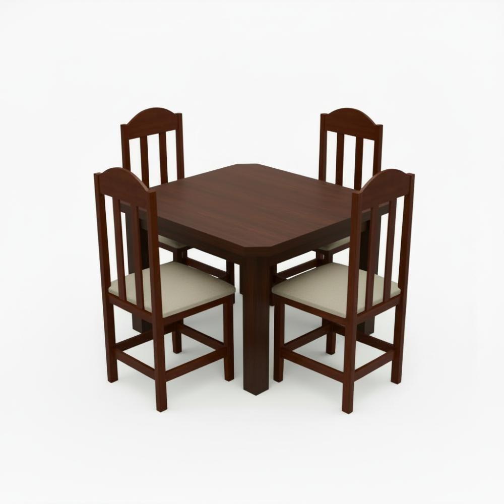 Kit Mesa E 4 Cadeiras Safira 88cm Madeira Maciça Castanho - 2