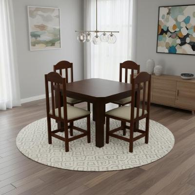 Kit Mesa E 4 Cadeiras Safira 88cm Madeira Maciça Castanho