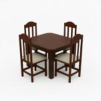 Kit Mesa E 4 Cadeiras Safira 88cm Madeira Maciça Castanho - 2