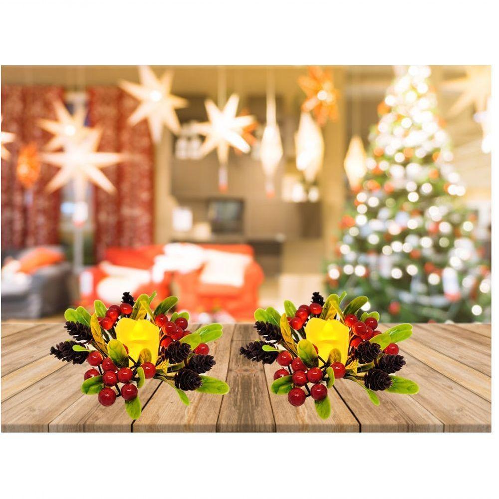 Kit 2 Porta Velas Natal Vela Eletrônica Led - Magizi - 3