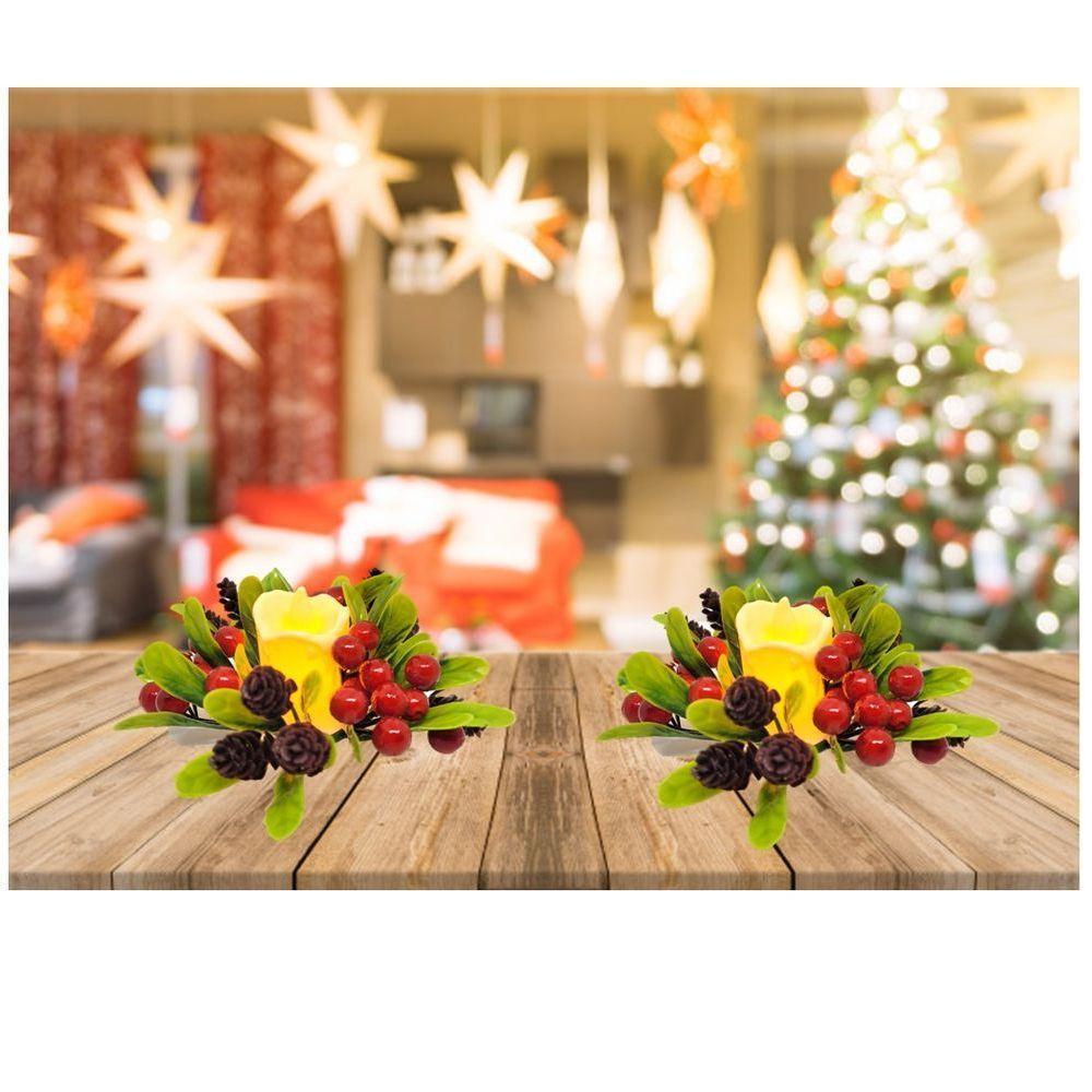 Kit 2 Porta Velas Natal Vela Eletrônica Led - Magizi - 4