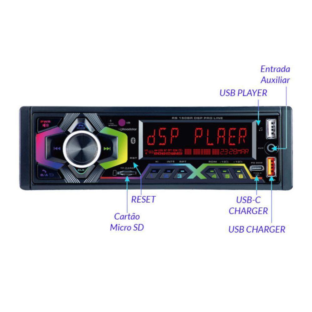 Auto Radio Roadstar Rs150br Am/fm Bluetooth Dsp Pro Line - 2
