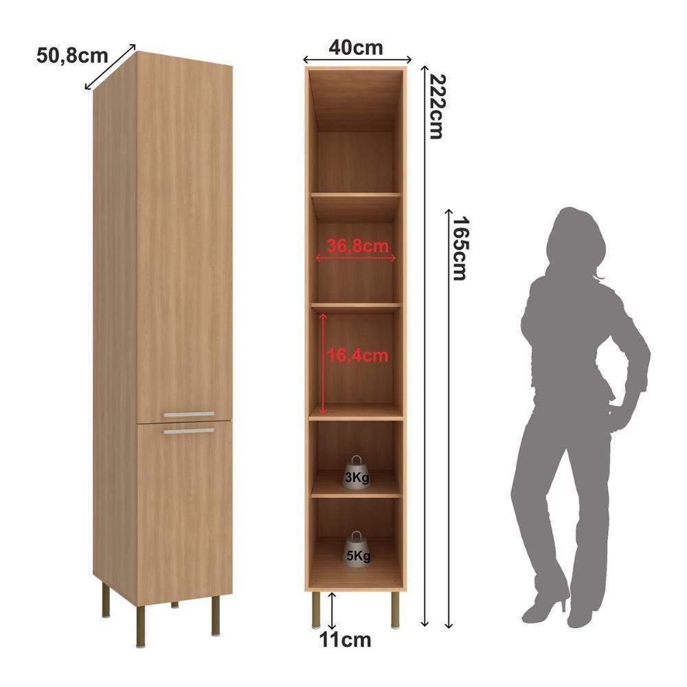 Paneleiro Armário De Cozinha Com 2 Portas 40cm Multimóveis Cr20413 Freijó - 4