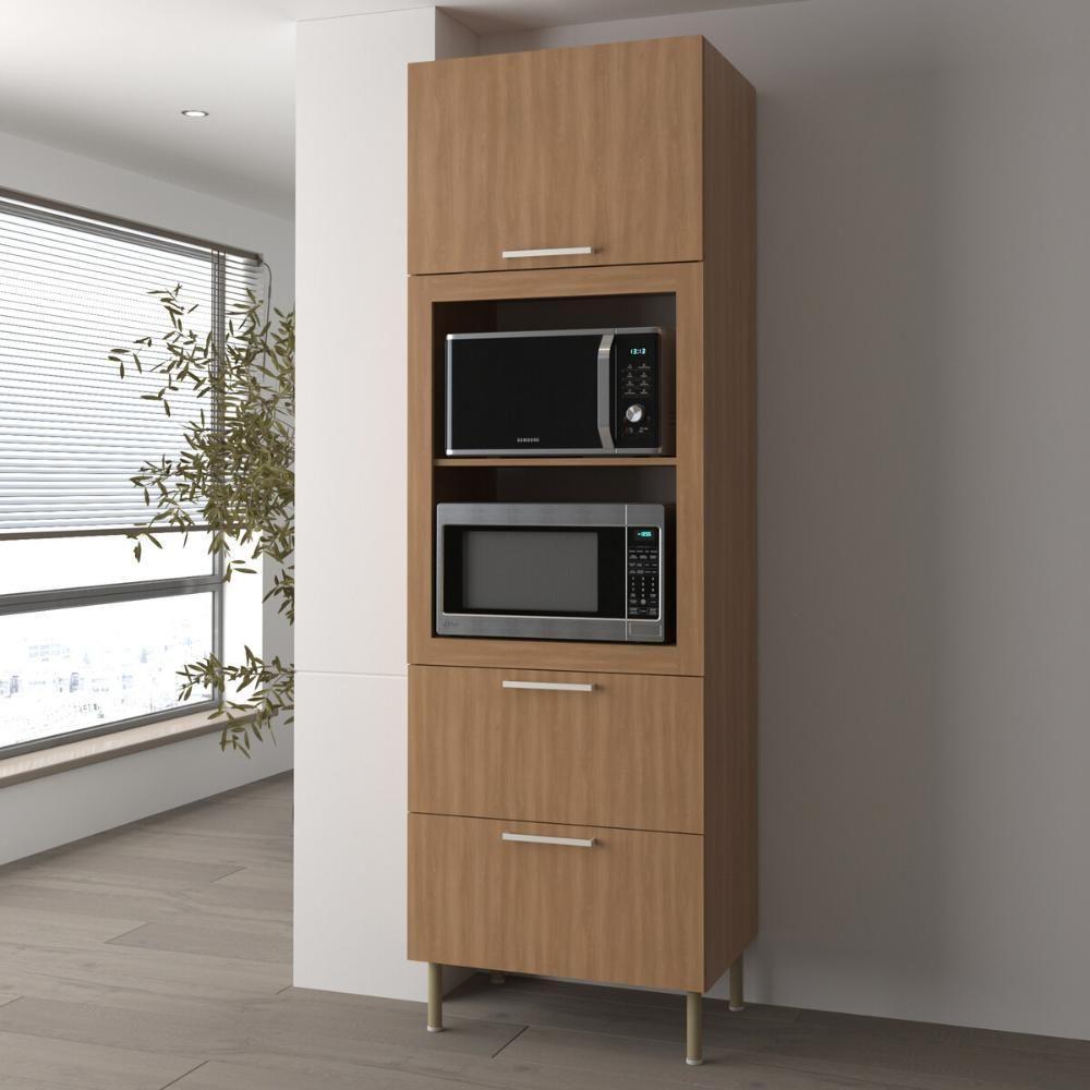 Paneleiro Torre Quente Para Forno/micro-ondas 1 Porta 2 Gavetas 80cm Multimóveis Cr20443 Freijó - 1