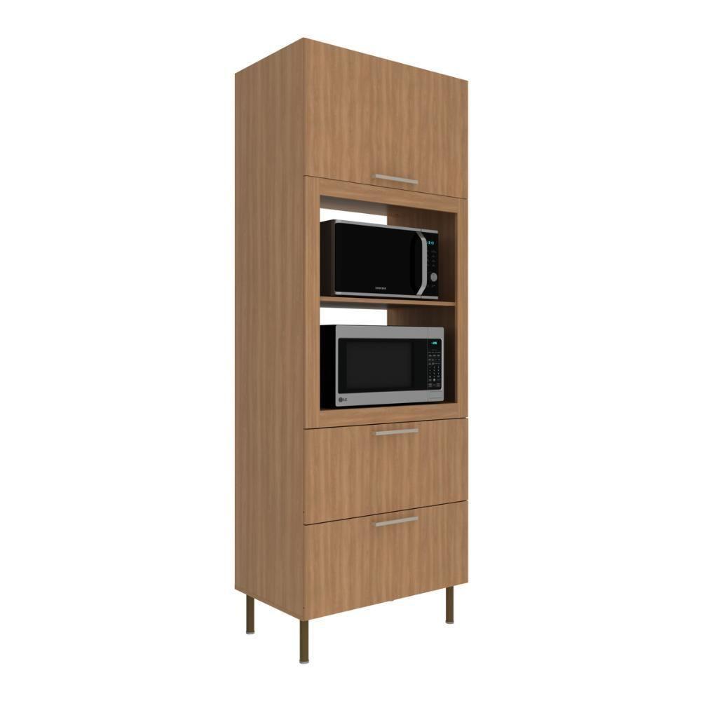Paneleiro Torre Quente Para Forno/micro-ondas 1 Porta 2 Gavetas 80cm Multimóveis Cr20443 Freijó - 2