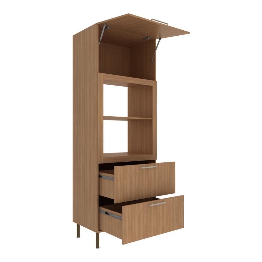 Paneleiro Torre Quente Para Forno/micro-ondas 1 Porta 2 Gavetas 80cm Multimóveis Cr20443 Freijó - 5