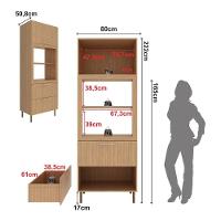 Paneleiro Torre Quente Para Forno/micro-ondas 1 Porta 2 Gavetas 80cm Multimóveis Cr20443 Freijó - 3