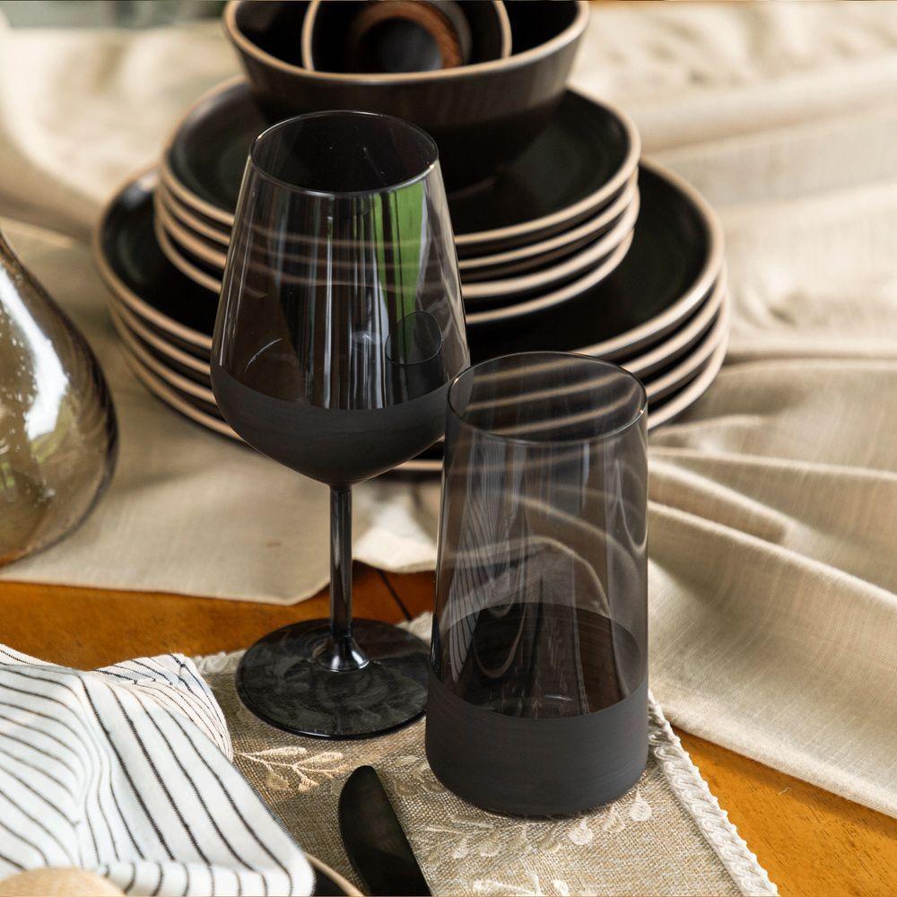 Taça Copa E Cia Duo 490ml Em Vidro Preto - 2