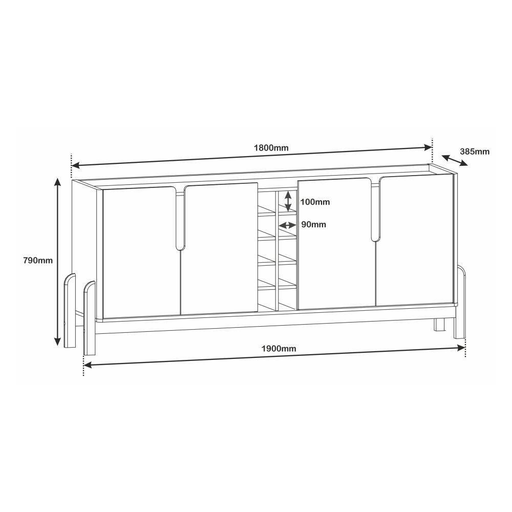 Aparador Adega Celtic Cinza Perola Cedro - 8