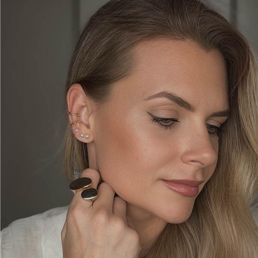 Trio De Brincos Pérolas Folheado A Ouro 18k - 5