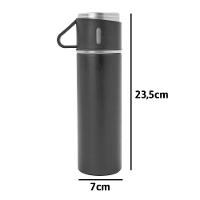 Garrafa Térmica Inox 500ml Com Copos Parede Dupla Preta - 2