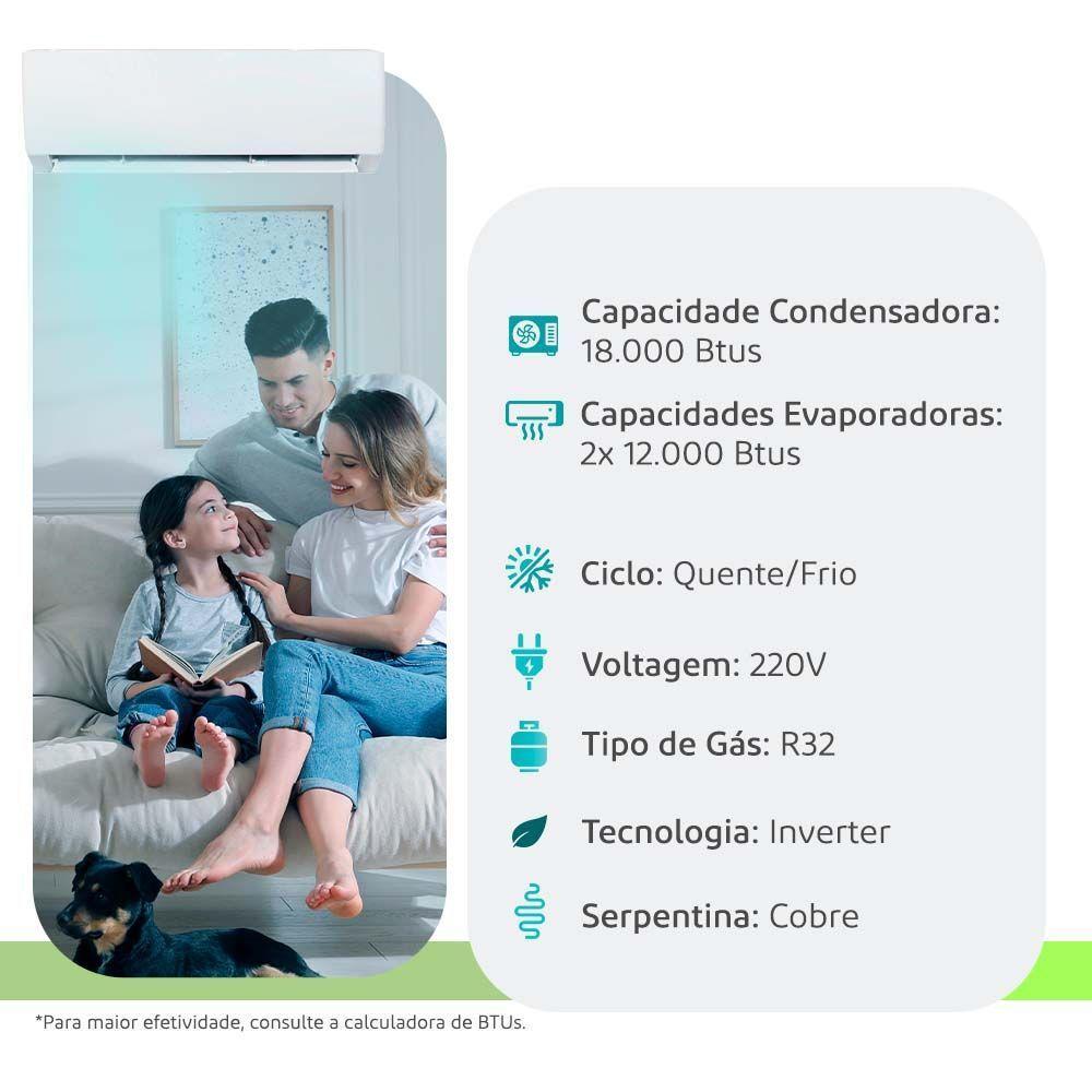Ar Condicionado Multi Split Inverter Elgin R-32 Wi-Fi 18000 BTUs (2x Evap 12000) Quente-Frio 220V Monofásico - 4